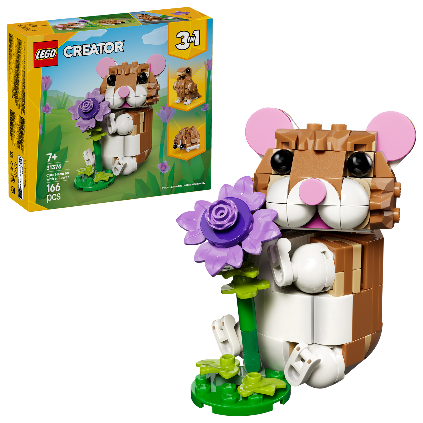 LEGO® Creator 3in1 Schattige Hamster met Bloem - Bouw Om tot een Egel of Arend - 31376