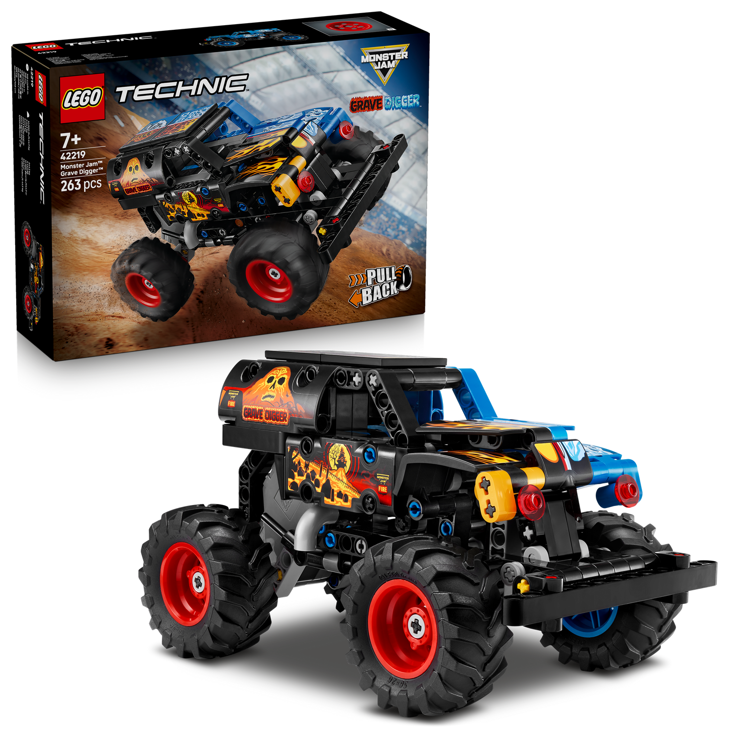 LEGO® Technic Monster Jam™ Grave Digger™ Vuur en IJs - Pull-Back Speelgoedtruck - 42219