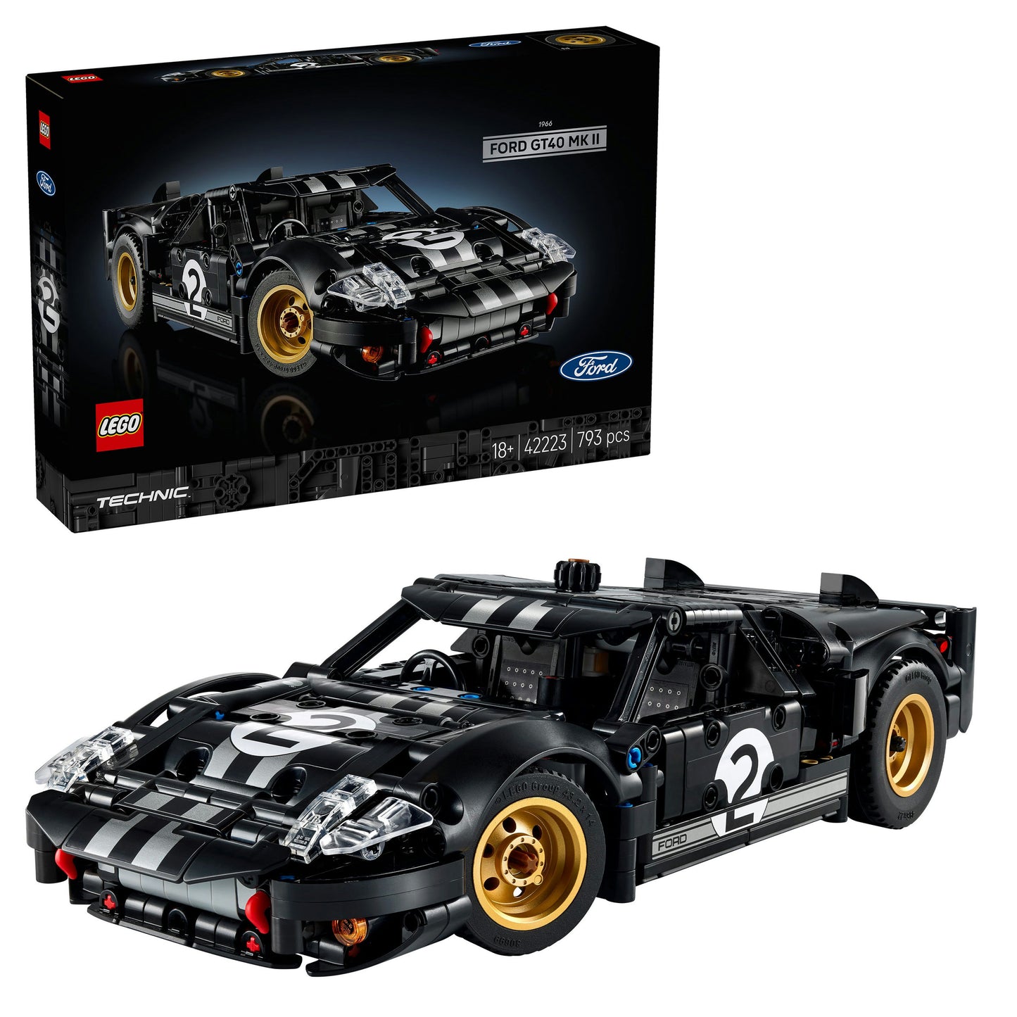 LEGO Technic 1966 Ford GT40 MKII Racewagen Vintage Auto Bouwpakket voor Volwassenen 42223