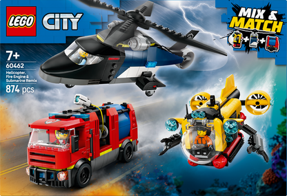 LEGO Helikopter, brandweerwagen en Onderzeeer 60462 City