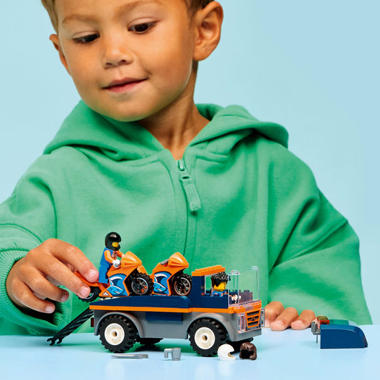 LEGO® City Transportwagen voor Motoren - Bouwset met Speelgoedvoertuig - Dieplader - 2 Minifiguren - 60491