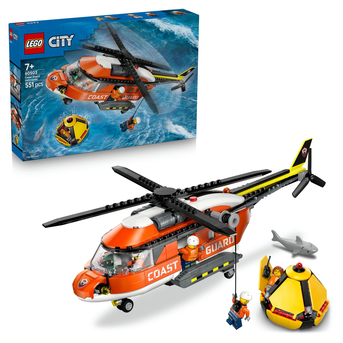 LEGO® City Kustwacht Helikopter - Bouw- en Speelset - Hulpdienstvoertuig - Speelgoed met 4 Minifiguren - 60503