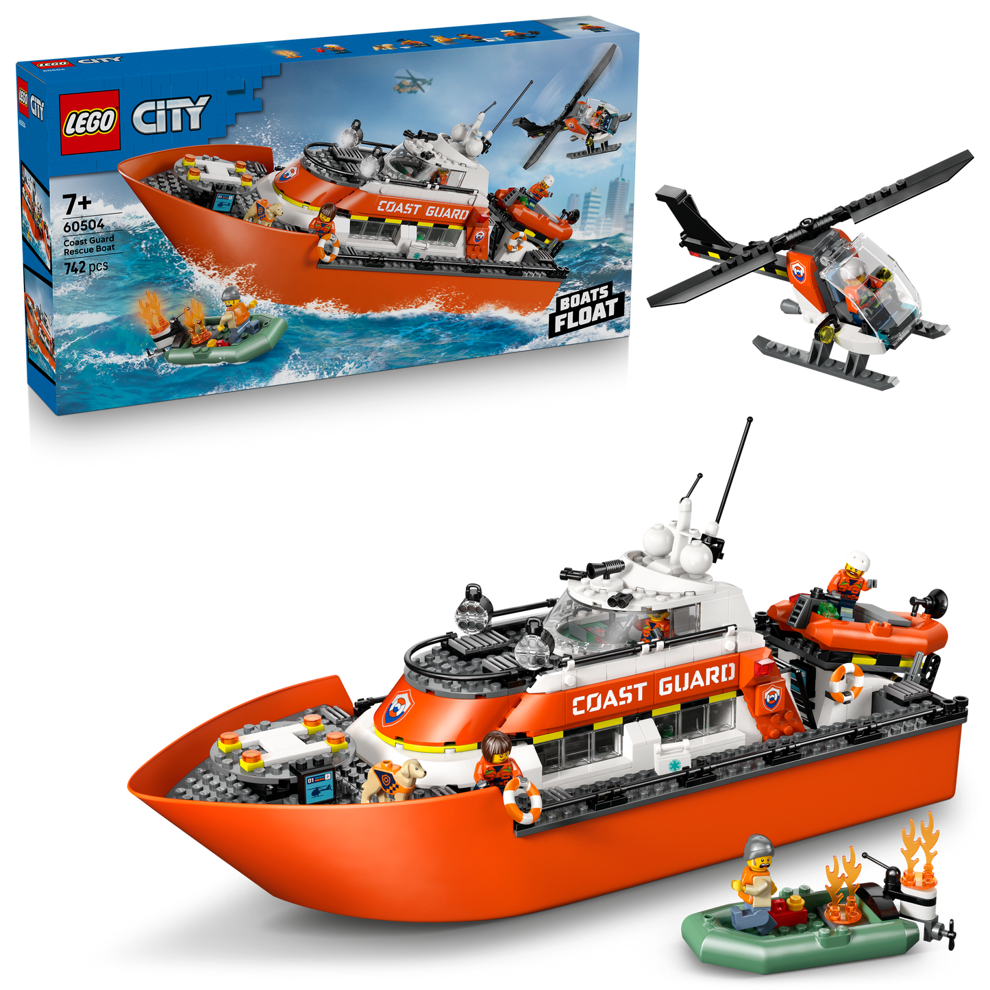 LEGO City Kustwacht Reddingsboot met Helikopter Speelgoed voor Kinderen vanaf 7 Jaar 60504