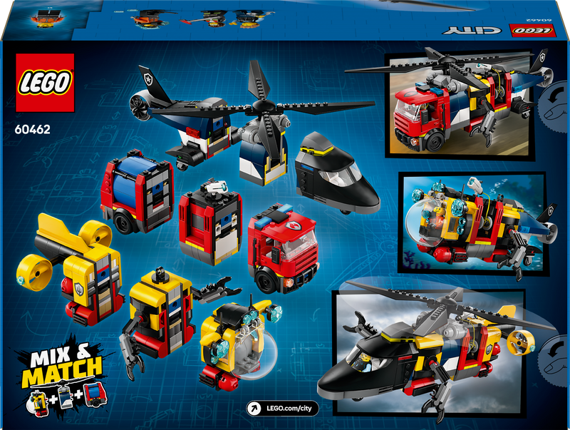 LEGO Helikopter, brandweerwagen en Onderzeeer 60462 City