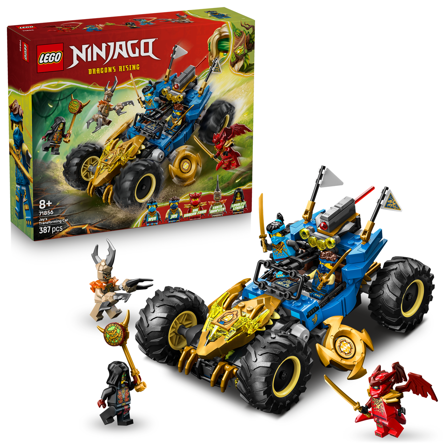 LEGO® NINJAGO® Jay's Transformerende Auto - Ninja Speelgoedauto - Bouwset met 5 Minifiguren - 71856