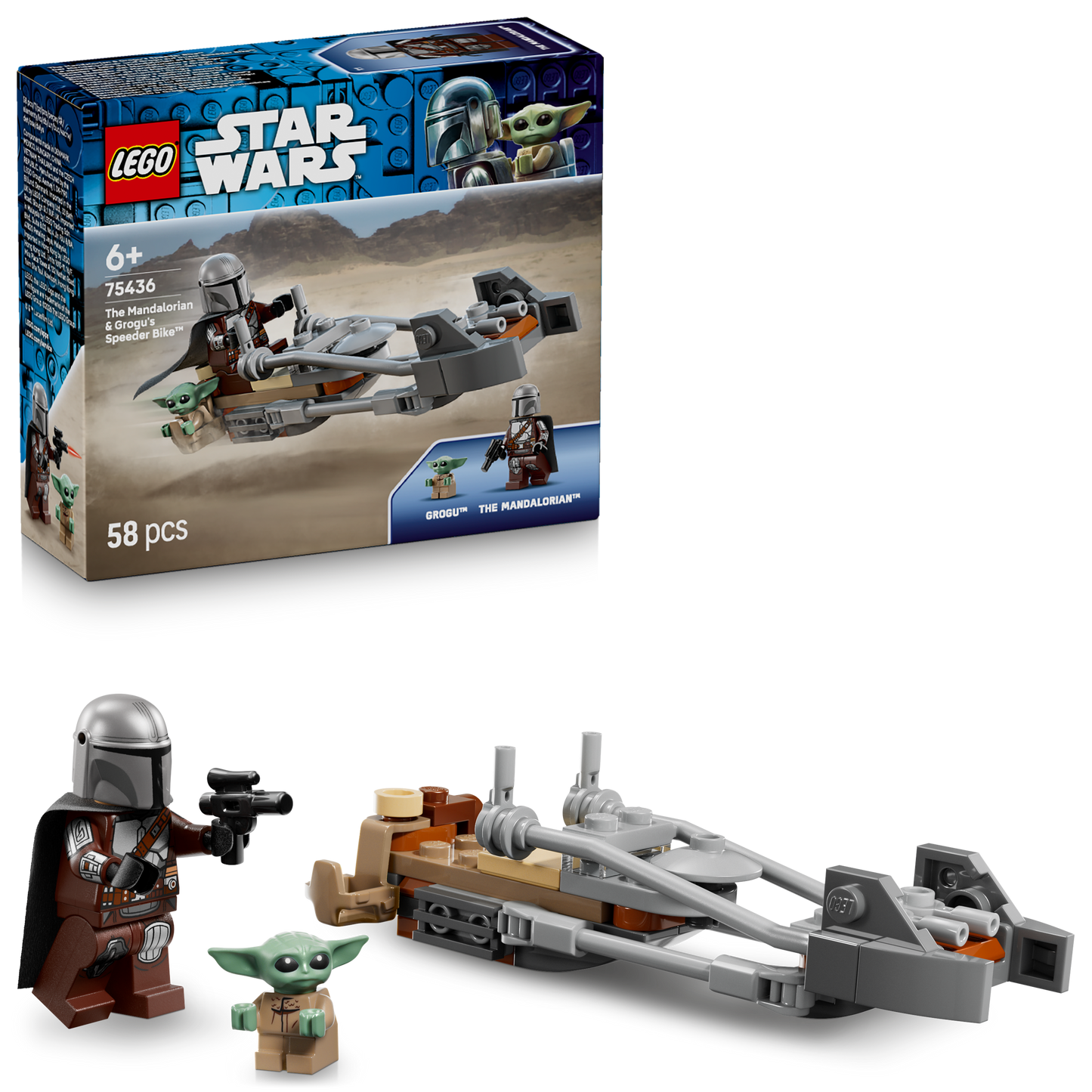 LEGO® Star Wars™ De Mandalorian en Grogu's Speederbike Bouw- en Speelset voor Kinderen Vanaf 6 Jaar - 75436