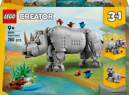 LEGO Wilde dieren: machtige neushoorn met vogels 31171 Creator