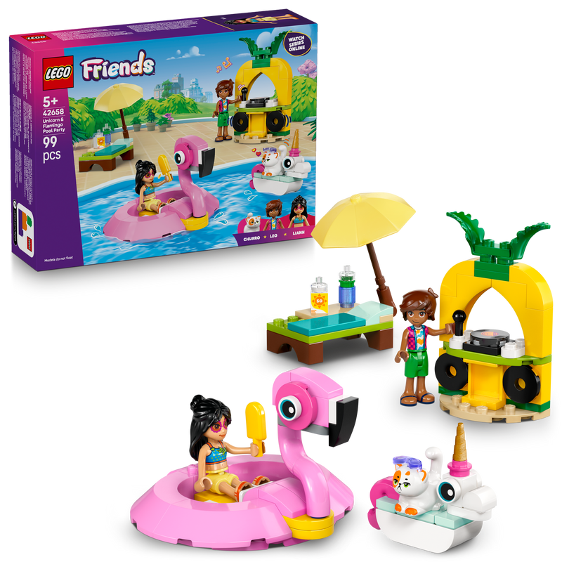 LEGO Zwembadfeestje met flamingo en eenhoorn 42658 Friends