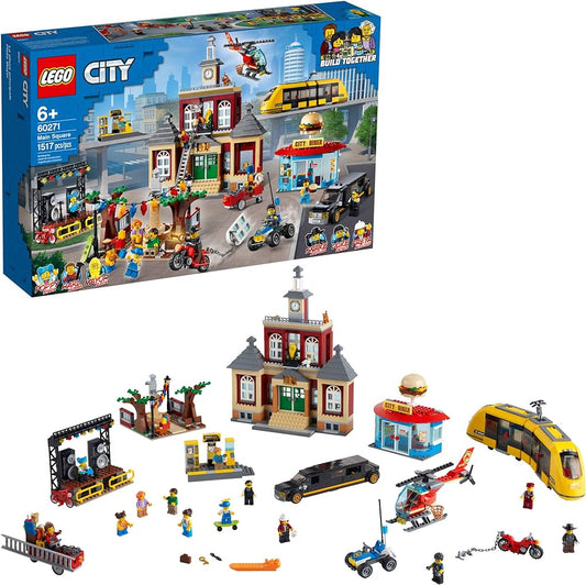 LEGO Marktplein met stadhuis, diner, tramstation 60271 City