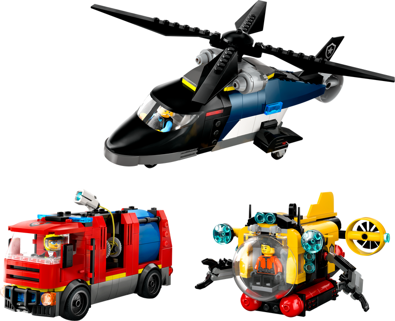 LEGO Helikopter, brandweerwagen en Onderzeeer 60462 City