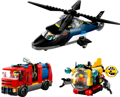 LEGO Helikopter, brandweerwagen en Onderzeeer 60462 City