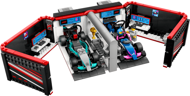 LEGO Pitbox met Mercedes AMG en Alpine F1 auto's 60444 City